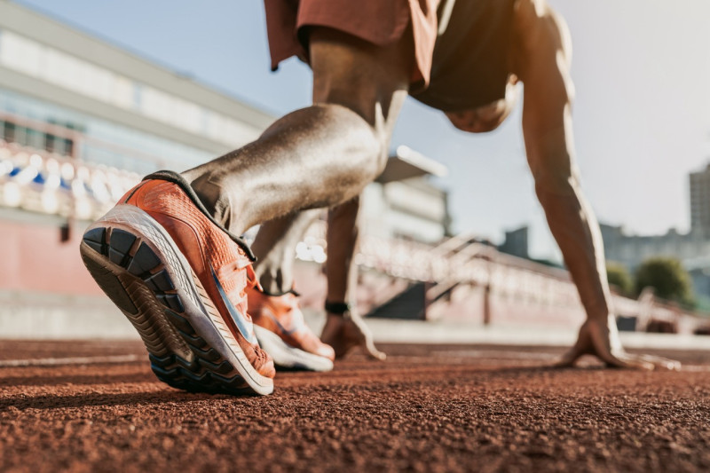 a person at the start line of a race